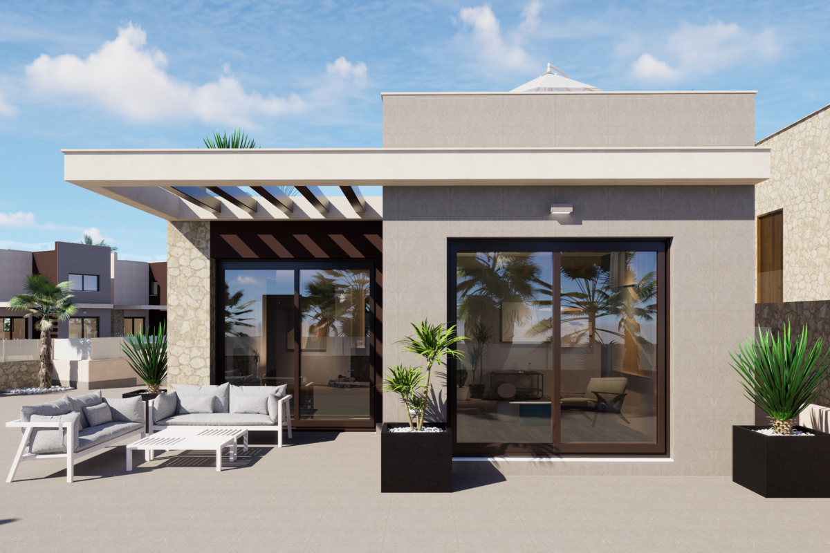 Villa de obra nueva de una planta con piscina y sótano en Aura I, Ciudad Quesada